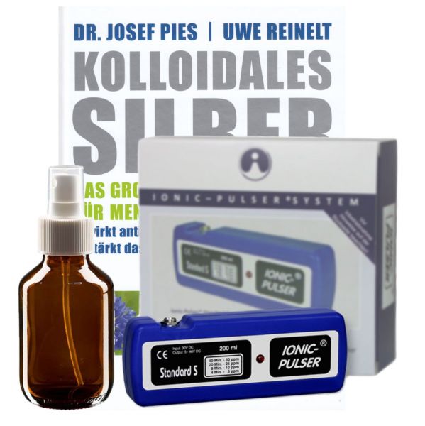 Ionic-Pulser® Standard S - Silbergenerator für kolloidales Silber + Buch + Sprühflasche