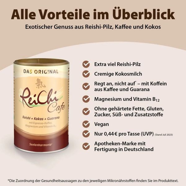 Dr. Jakob's ReiChi Cafe: cremiger Genuss aus Reishi-Pilz, Kaffee und Kokos 400g