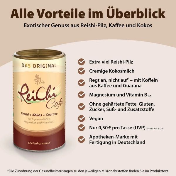 Dr. Jakob's ReiChi Cafe: cremiger Genuss aus Reishi-Pilz, Kaffee und Kokos 180g