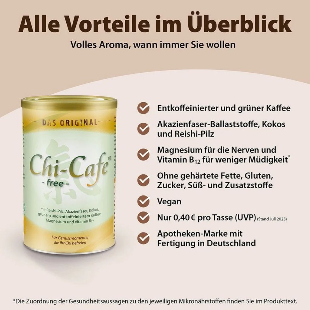 Dr. Jakob's Chi-Cafe free: Entkoffeinierter und grüner Kaffee 250g