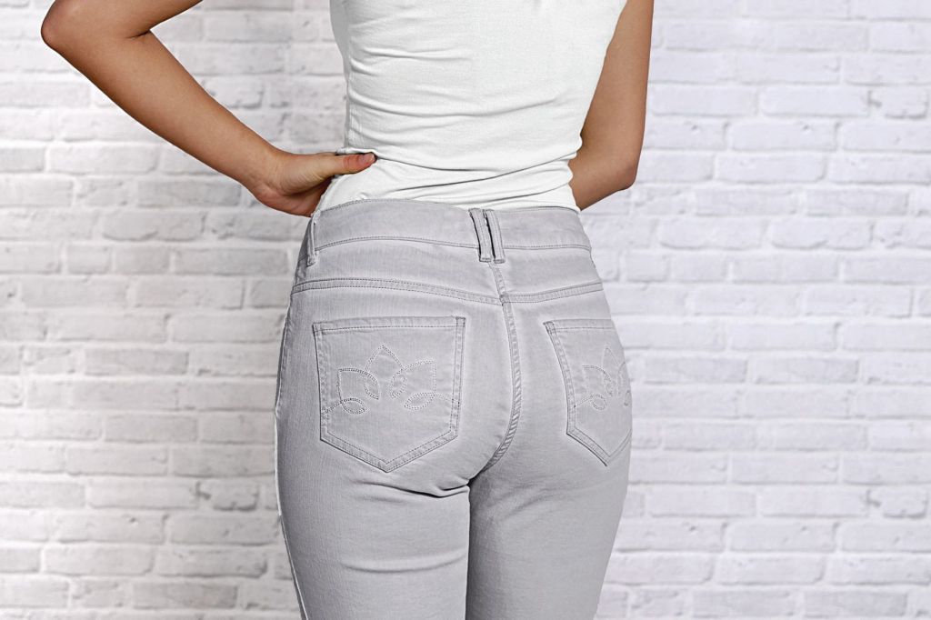 Damen Jeans Silbergrau Bio Jeans Stoff