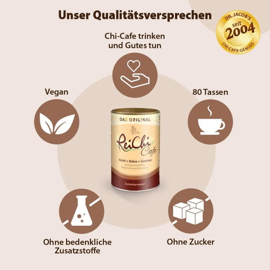 Dr. Jakob's ReiChi Cafe: cremiger Genuss aus Reishi-Pilz, Kaffee und Kokos 400g