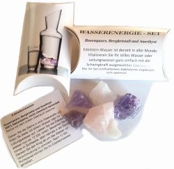 Wasserenergetisierungs Set - Wasservitalisierung - Wassersteine Rosenquarz, Bergkristall, Amethyst